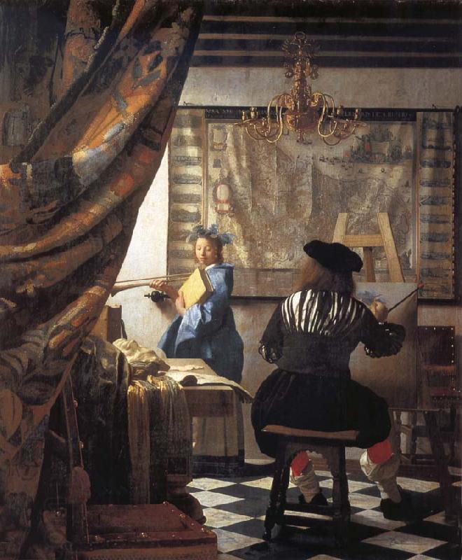 VERMEER VAN DELFT, Jan The Artist in his studio oil painting picture